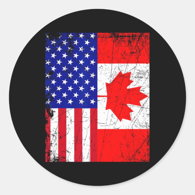 Sticker Rond American Shirt États-Unis Canada Drapeau 4 juillet (Devant)