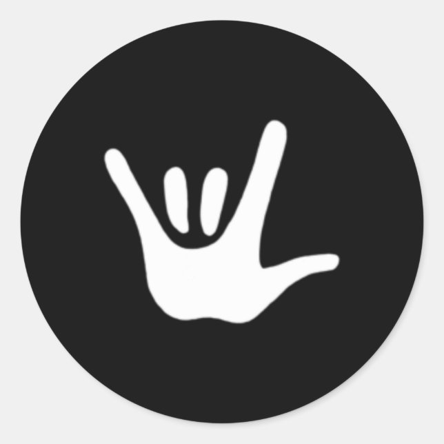 Sticker Rond American Sign Language Love ASL Deaf Awareness (Devant)