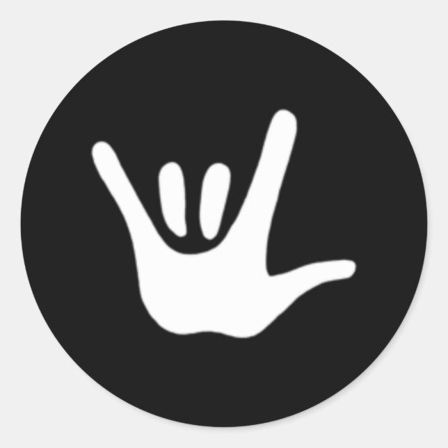 Sticker Rond American Sign Language Love Asl Deaf Awareness  (Devant)