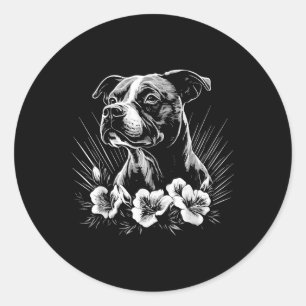 Sticker Rond American Staffordshire Terrier Amoureux des chiens