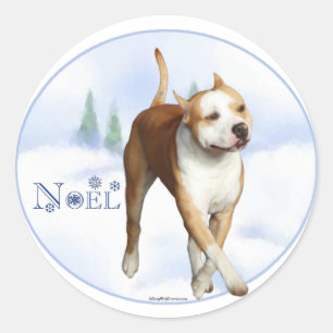 Sticker Rond American Staffordshire Terrier Noel