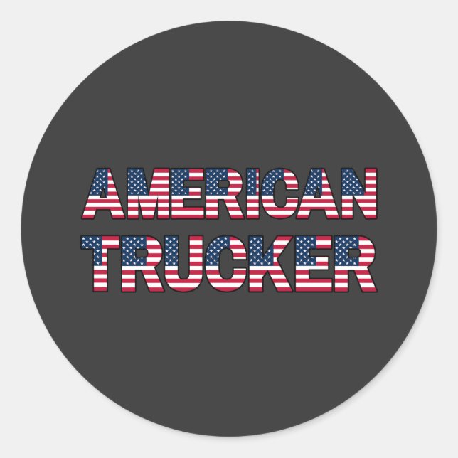 Sticker Rond American Trucker Lettres Drapeau Patriotic Road (Devant)