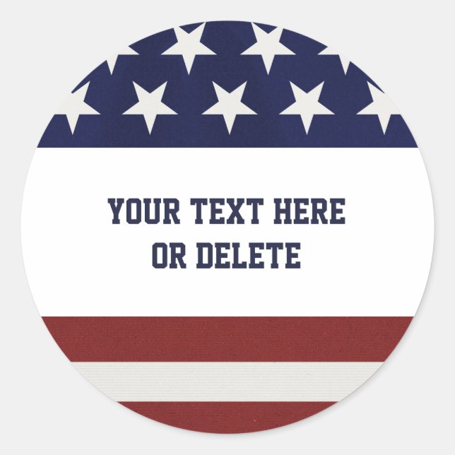 Sticker Rond American USA Flag Patriotic July 4th Custom (Devant)