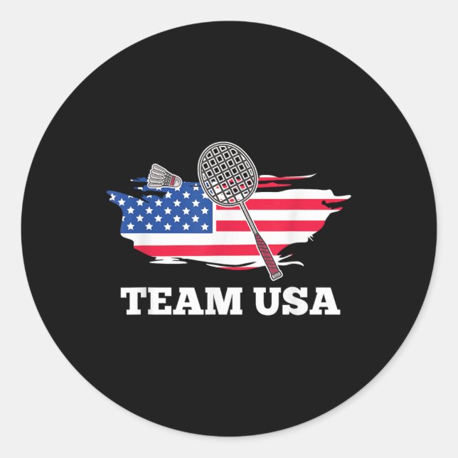 Sticker Rond American Usa Team Shuttle Racket Badminton Player  (Devant)