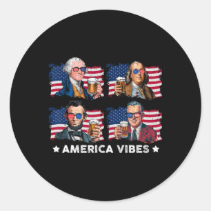 Sticker Rond American Vibes Drankin Us Drapeau 4 juillet George