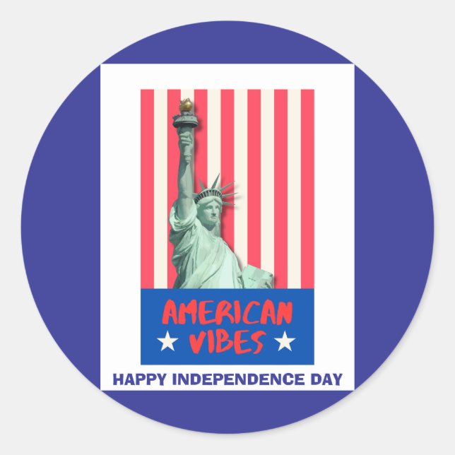 Sticker Rond "American Vibes" Statue Liberty Custom (Devant)