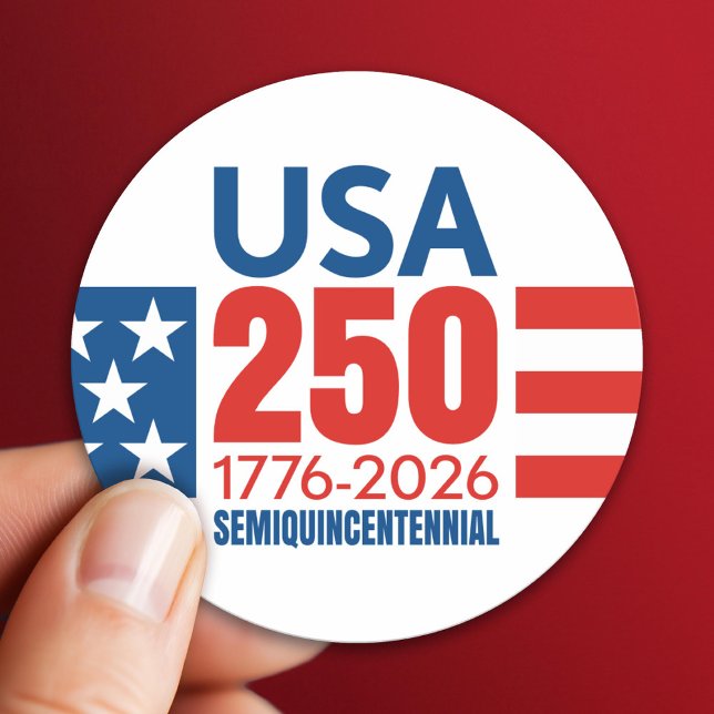 Sticker Rond America's 250th Birthday - Stars and Stripes (USA 250 - America's 250th Celebration 1776-2026)