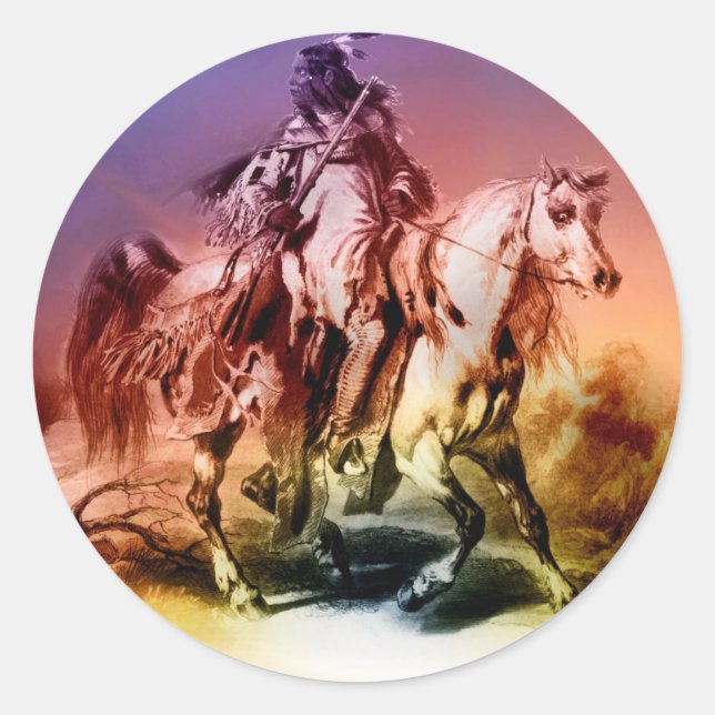 Sticker Rond Amérindien (Devant)