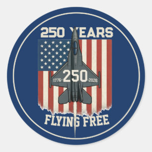 Sticker Rond Amérique 250 Ans En Vol Libre Réacteur - 1776-2026