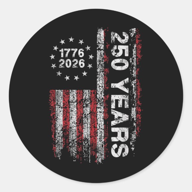 Sticker Rond Amérique 250e anniversaire Us Drapeau 250 ans Nous (Devant)
