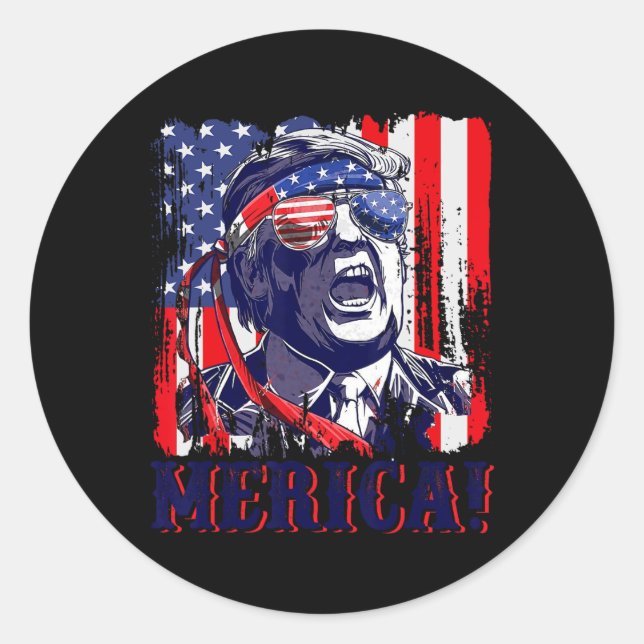 Sticker Rond Amérique 4 juillet Drapeau américain Murica Amériq (Devant)