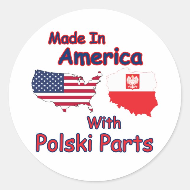 Sticker Rond Amérique avec pièces Polski (Devant)