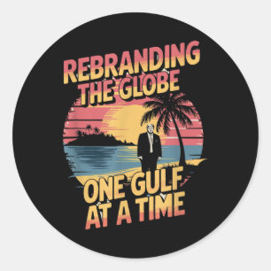 Sticker Rond Amérique du Golfe Humour Trump Patriotique 2025 Pr