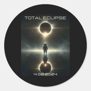 Sticker Rond Amérique du Nord Total Éclipse solaire 2024 Astron