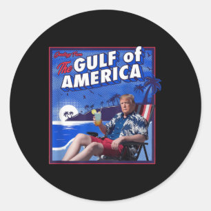 Sticker Rond Amérique Golfe Mexique Président Sombrero Été