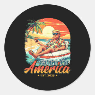 Sticker Rond Amérique Golfe Trump 2024 Retro Beach Usa America 