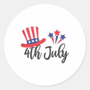 Sticker Rond Amérique Joyeuse 4 juillet Fête de l'Indépendance 