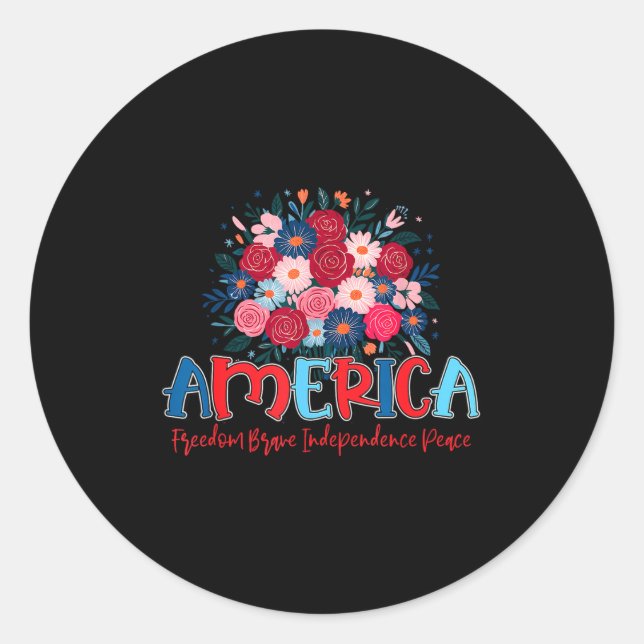 Sticker Rond Amérique liberté courageuse indépendance  (Devant)