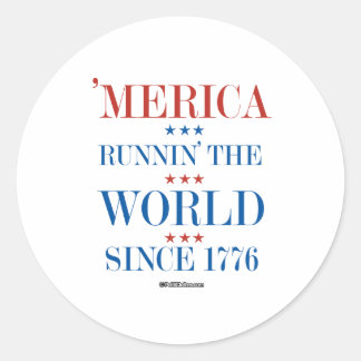 Sticker Rond Amérique - Runnin' the world depuis 1776
