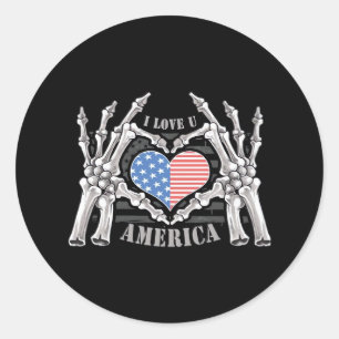 Sticker Rond Amérique Skeleton Skin Main Arche Couche modifiabl