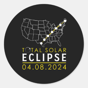 Sticker Rond Amérique Total Éclipse Solaire 8 avril 2024