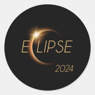 Sticker Rond Amérique Totalité 04 08 24 Total Éclipse Solaire 2