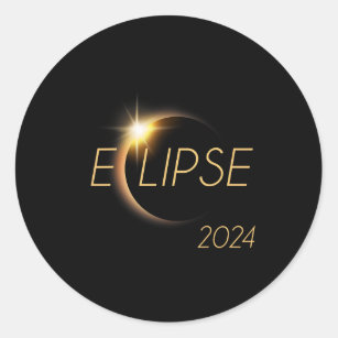 Sticker Rond Amérique Totalité 04 08 24 Total Éclipse Solaire 2
