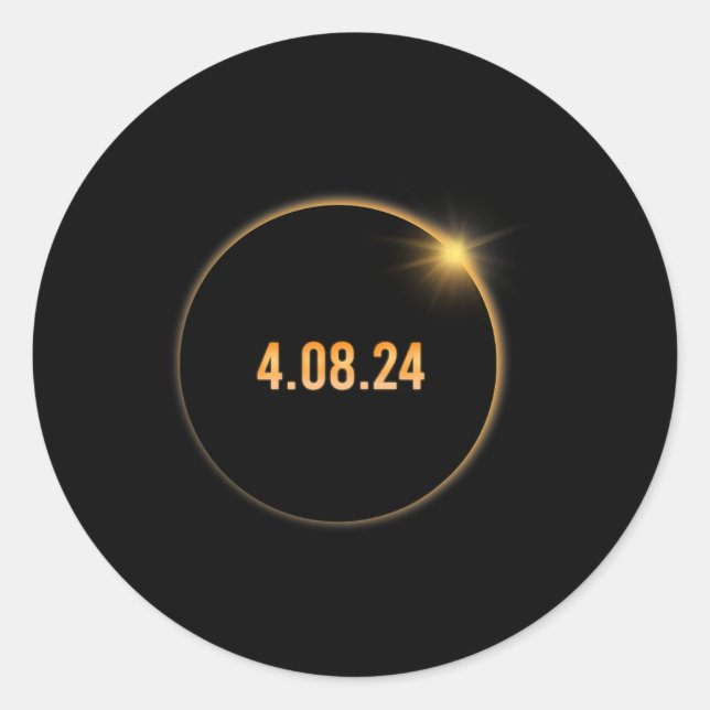 Sticker Rond Amérique Totalité 04 08 24 Total Éclipse Solaire 2 (Devant)