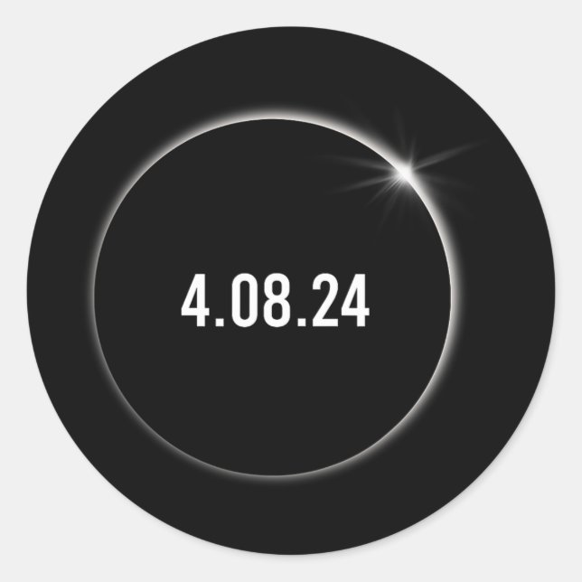 Sticker Rond Amérique Totalité 04.08.24 Total Éclipse Solaire 2 (Devant)