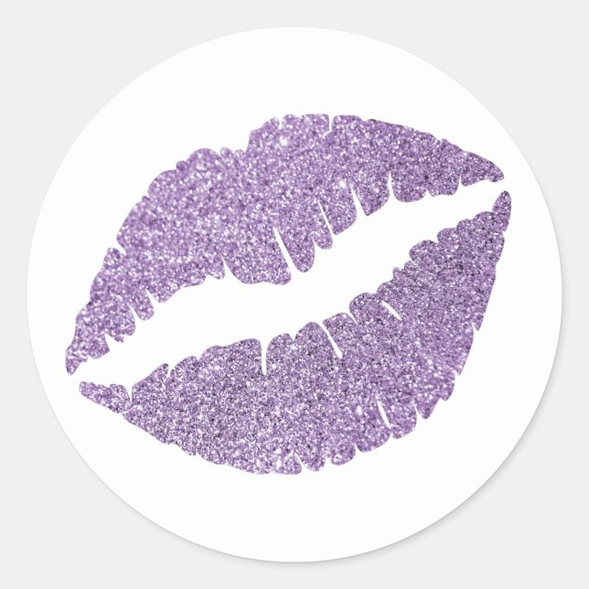 Sticker Rond Amethyst Orchid Lèvres Pailletées Impression (Devant)