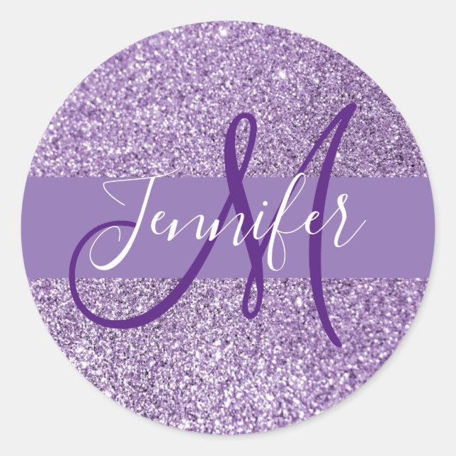 Sticker Rond Amethyst Parties scintillant Nom de la photo et in (Devant)