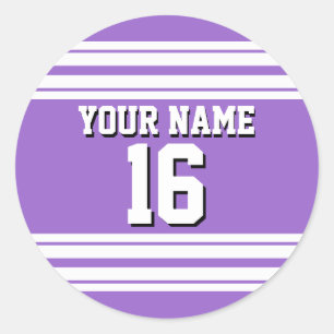Sticker Rond Amethyst Purple Wht Team Jersey Numéro personnalis