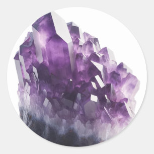 Sticker Rond Améthyste brut violet calmant cristal Métaphysique