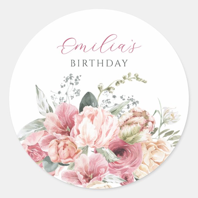Sticker Rond Ameublement des fleurs aquarelle pastel (Devant)