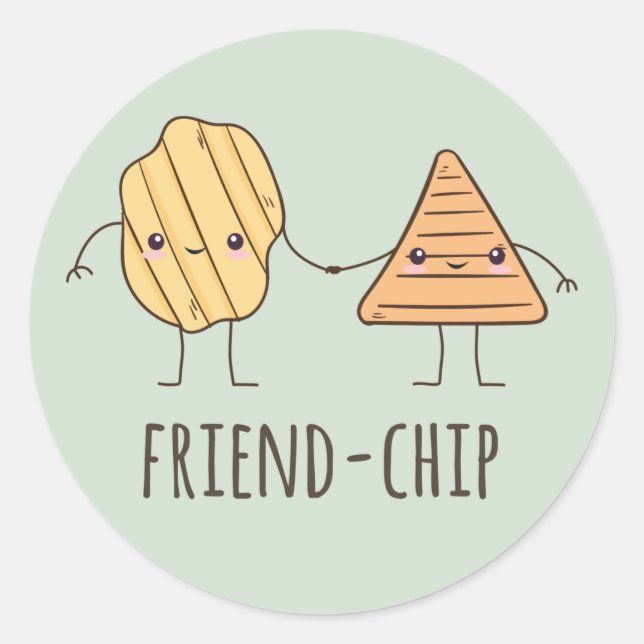 Sticker Rond Ami amusant chips (Devant)