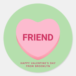Sticker Rond Ami conversation rose verte coeur Valentine's