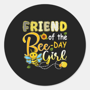 Sticker Rond Ami de la fille de l'anniversaire de l'abeille drô