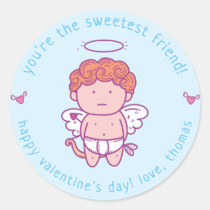 Sticker Rond Ami le plus doux - Cute Cupid Enfants Valentine Cl