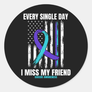 Sticker Rond Ami Prévention du suicide Drapeau américain