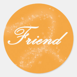 Sticker Rond Ami sur un Arrière - plan orange