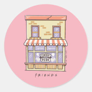 Sticker Rond AMIS™   Central Perk Cartoon Coffee Shop