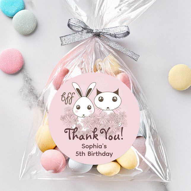 Sticker Rond Amis d'animaux roses pour toujours Anniversaires d (Créateur téléchargé)