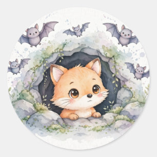 Sticker Rond Amis de la grotte de la chauve-souris renard migno