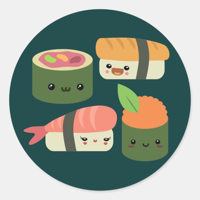 Sticker Rond Amis de sushi (Devant)