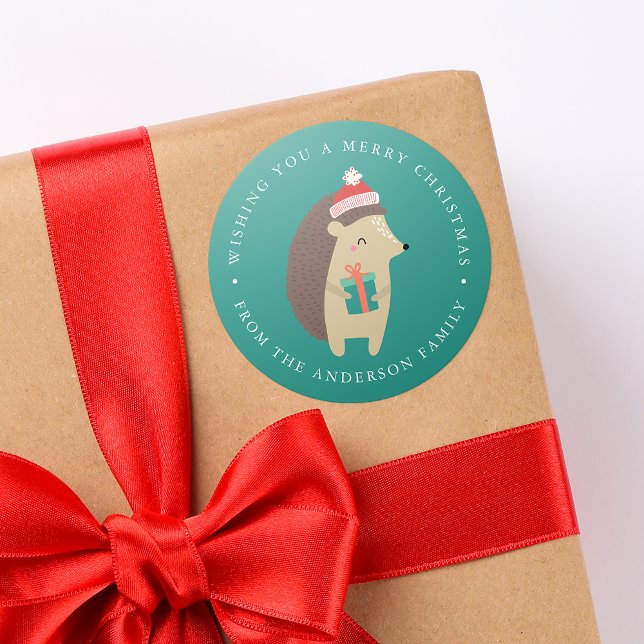 Sticker Rond Amis d'hiver | Hérisson Holiday (Créateur téléchargé)