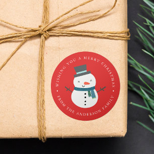 Sticker Rond Amis d'hiver   Snowman Holiday