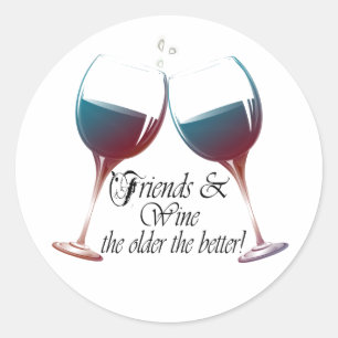 Sticker Rond Amis et vin plus vieux le meilleur art du vin