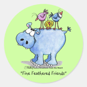 Sticker Rond Amis faits varier le pas par amende d'hippopotame