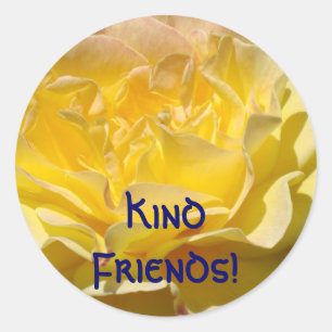 Sticker Rond Amis Gentils ! timbres-poste Rose Jaune Personnali