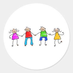 Sticker Rond Amis heureux